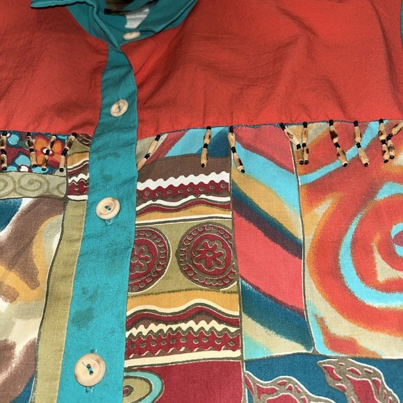 VTG Silver Threads 2xl Shirt. Long Cuff Sleeve. Fringe In Front. - Picture 3 of 9